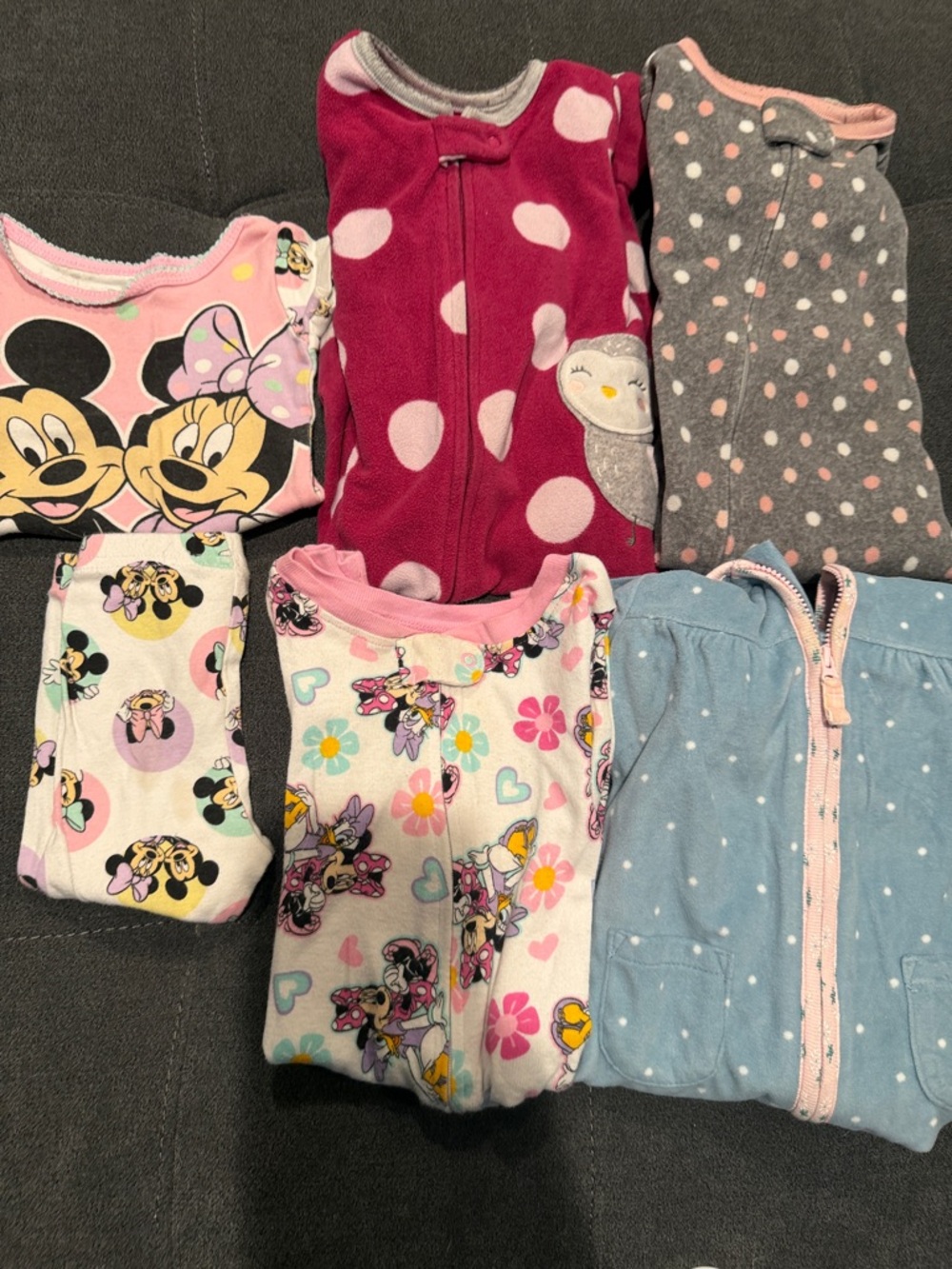 Disney Minnie Mouse and Polka Dot Baby Pajama Bundle - Set of 5